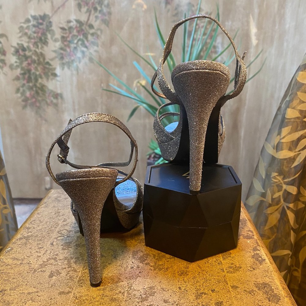 Bcbgeneration Silver Glitter Thin Strappy Heels - image 6